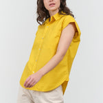 Amo Denim Apparel Womens Blouses Ruth Sleeveless Shirt in Lemon Lemon / XSmall