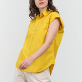 Amo Denim Apparel Womens Blouses Ruth Sleeveless Shirt in Lemon Lemon / XSmall