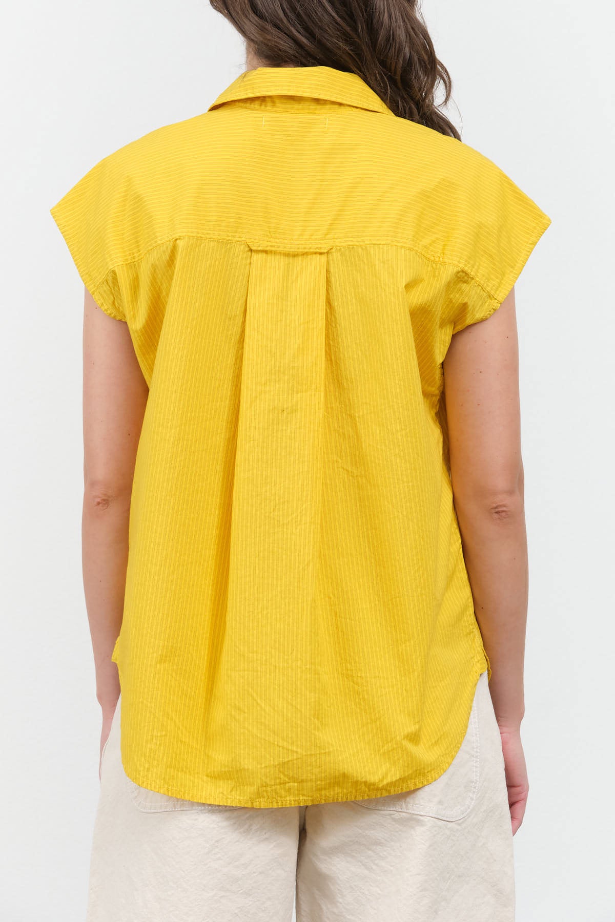 Back view of Ruth Sleeveless Shirt in Lemon