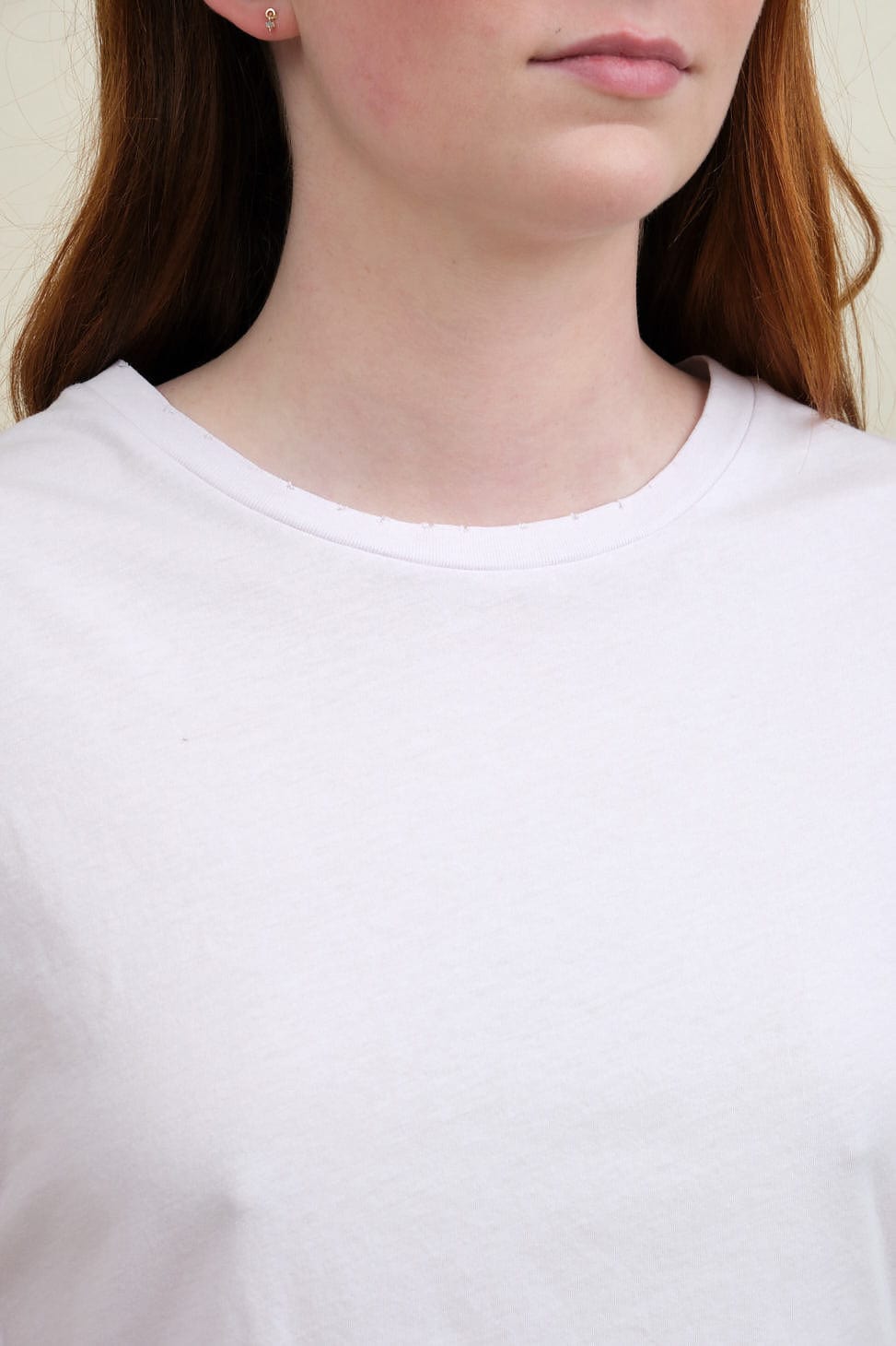 Neckline on Sleeveless Babe Tee in Blush