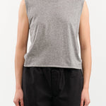 Amo Denim Apparel Womens Tees Sleeveless Babe Tee in Heather Grey
