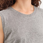 Amo Denim Apparel Womens Tees Sleeveless Babe Tee in Heather Grey