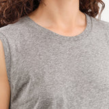 Amo Denim Apparel Womens Tees Sleeveless Babe Tee in Heather Grey