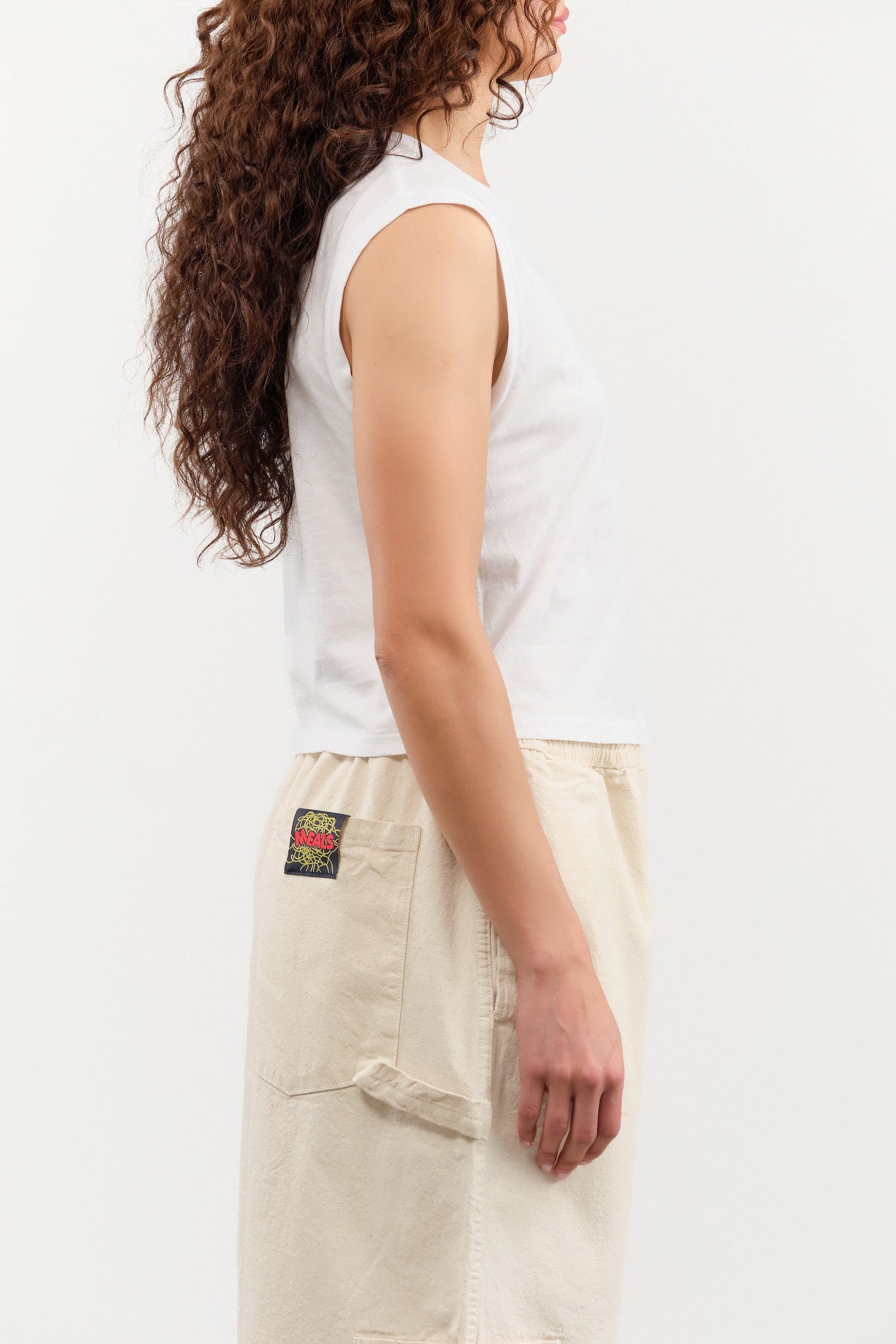 Amo Denim Apparel Womens Tees Sleeveless Babe Tee in White