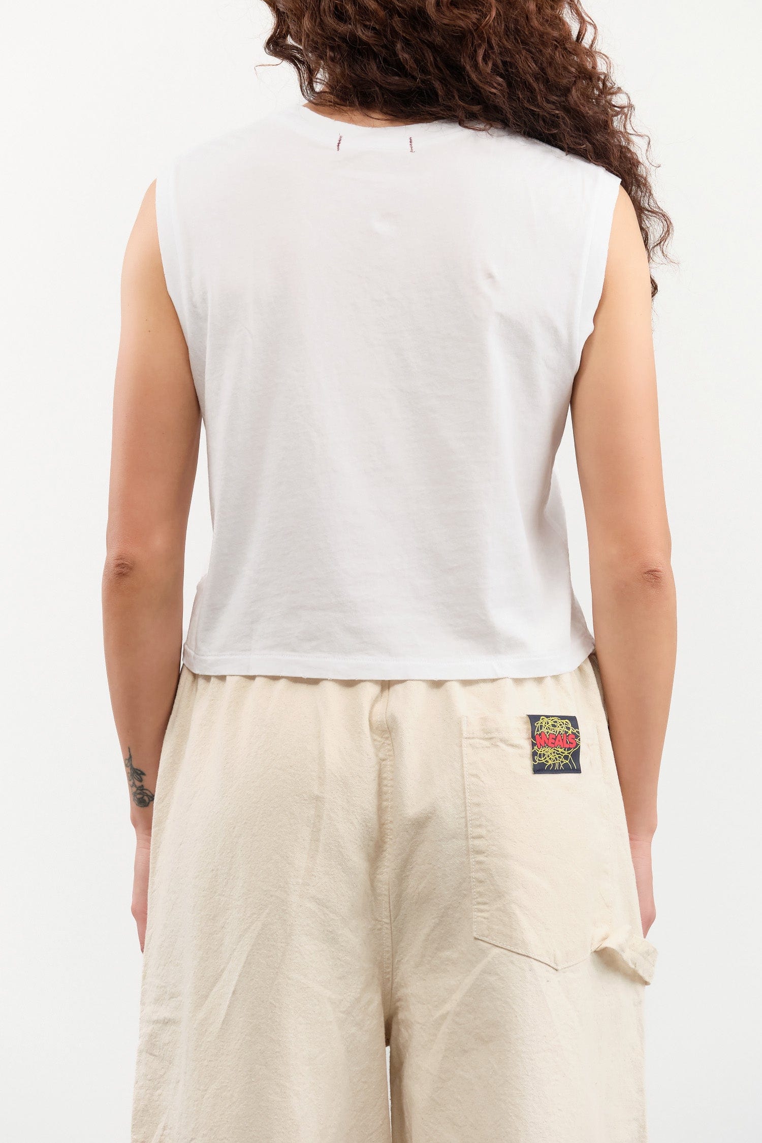 Amo Denim Apparel Womens Tees Sleeveless Babe Tee in White