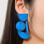 Annie Costello Brown Jewelry Earrings Masha Blue Earrings Blue Patina Brass / 3"