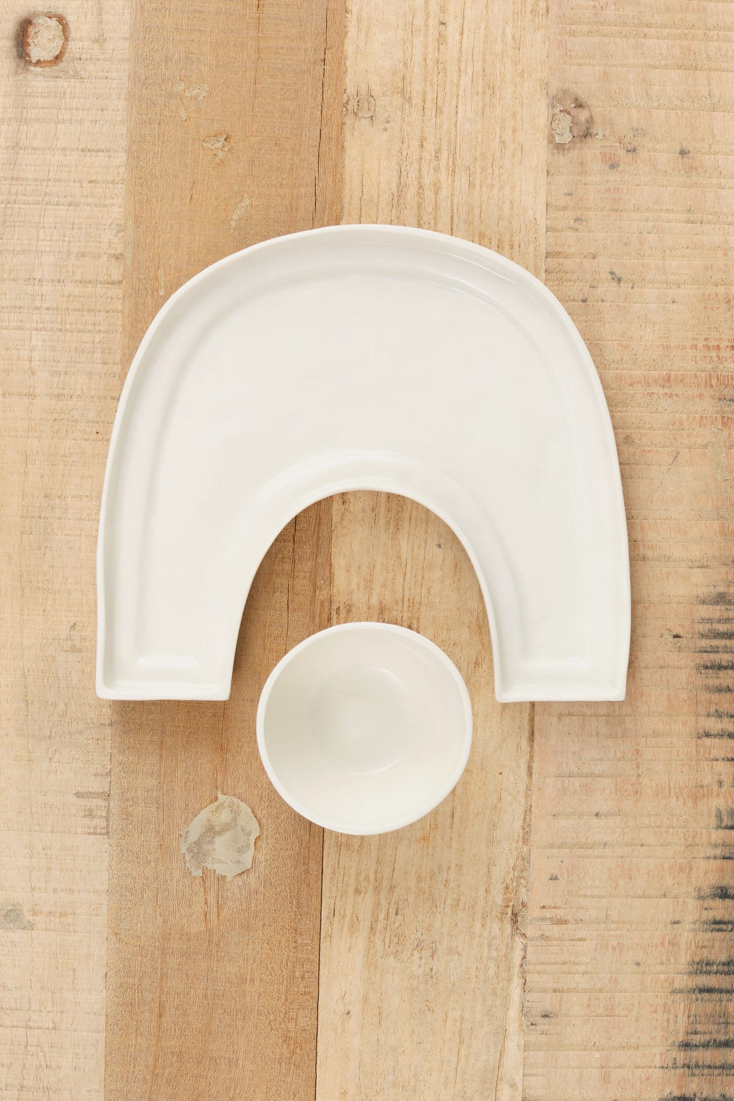 Arc Objects Studio Home Kitchen Serving Lunar Plate and Bowl Set Porcelain