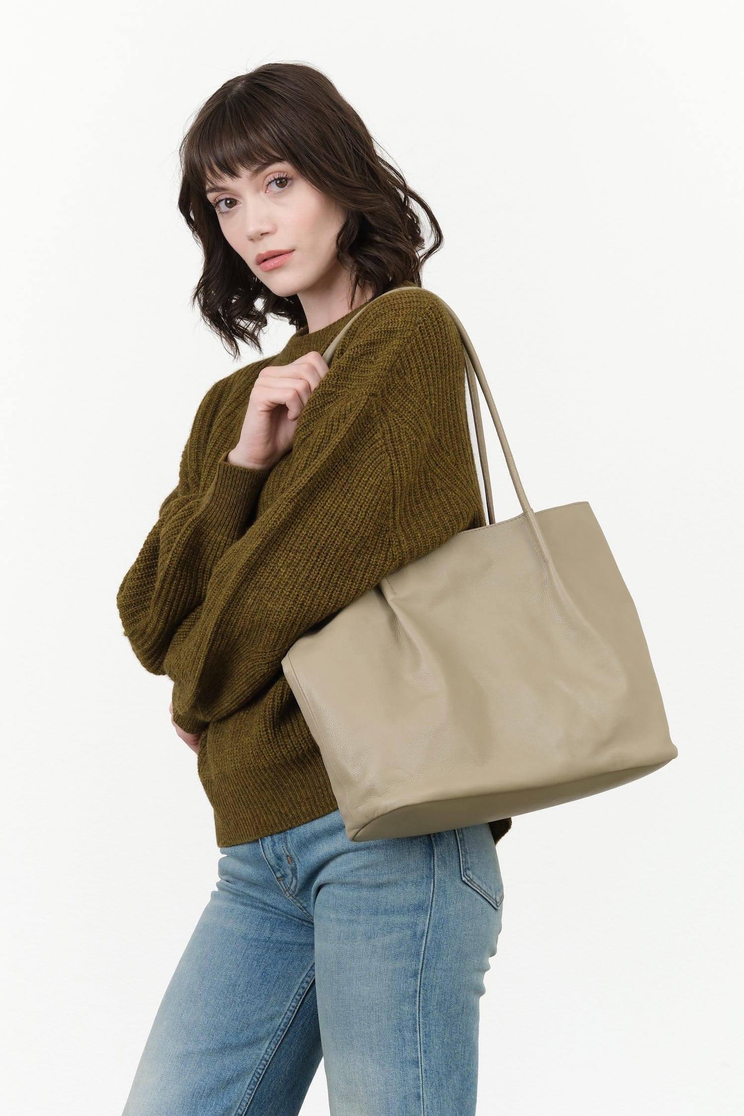 Are Studio Accessories Bags Large Frances Bag in Fog Fog / 11" L X 14" W X 4.5" D