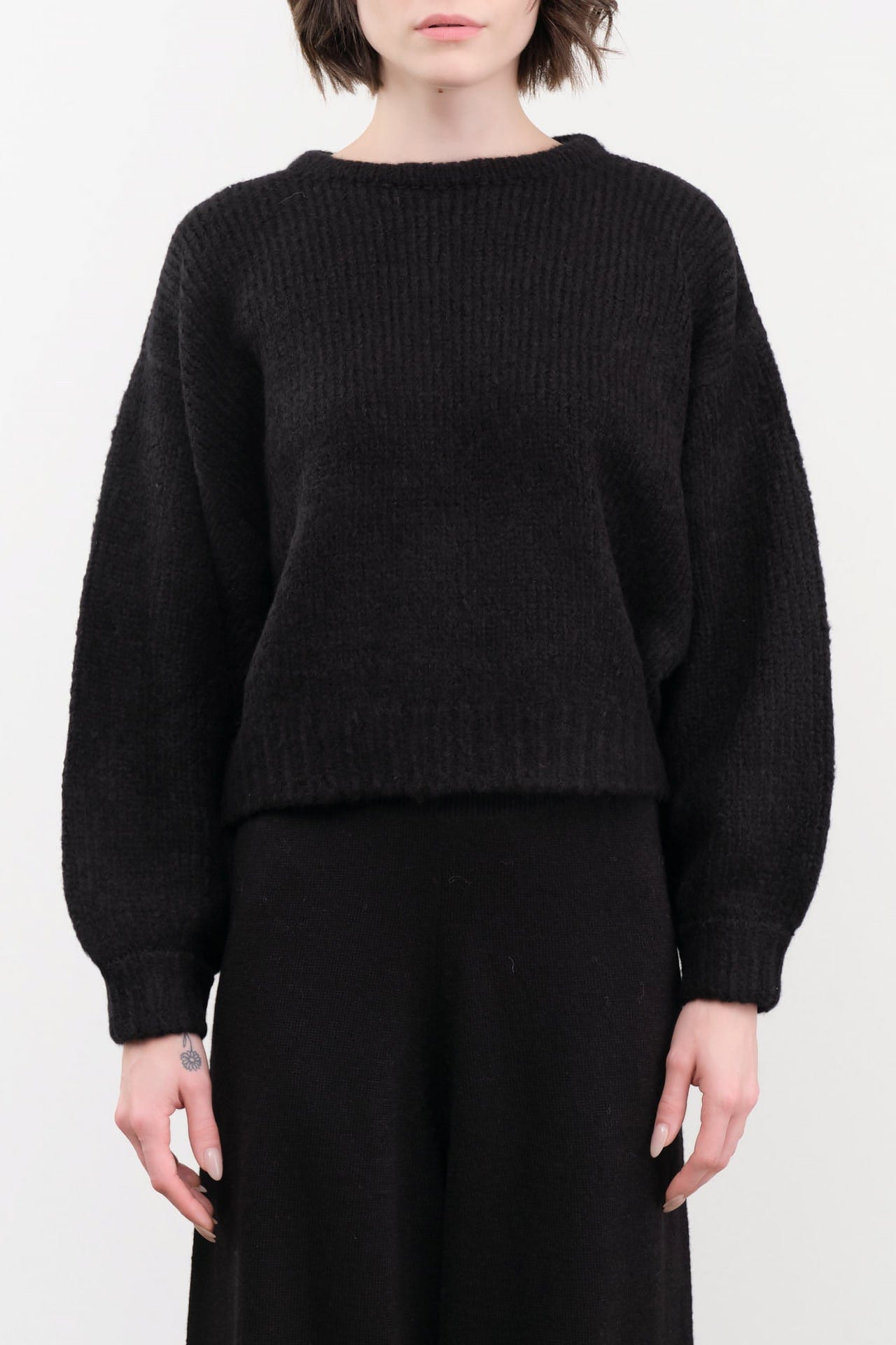 Atelier Delphine Apparel Womens Sweaters Balloon Sleeve Sweater in Black