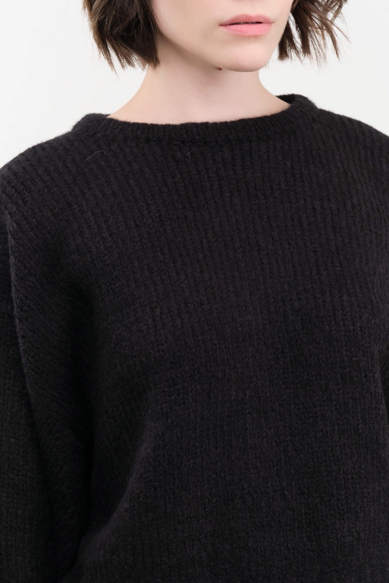 Atelier Delphine Apparel Womens Sweaters Balloon Sleeve Sweater in Black