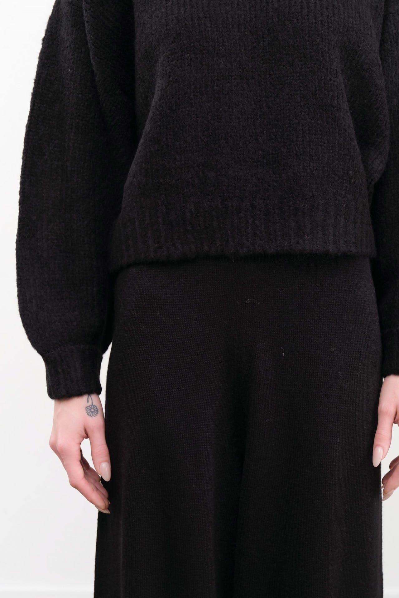 Atelier Delphine Apparel Womens Sweaters Balloon Sleeve Sweater in Black