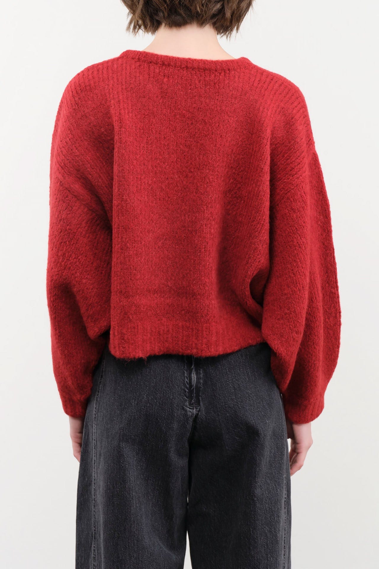 Atelier Delphine Apparel Womens Sweaters Balloon Sleeve Sweater in Burgundy