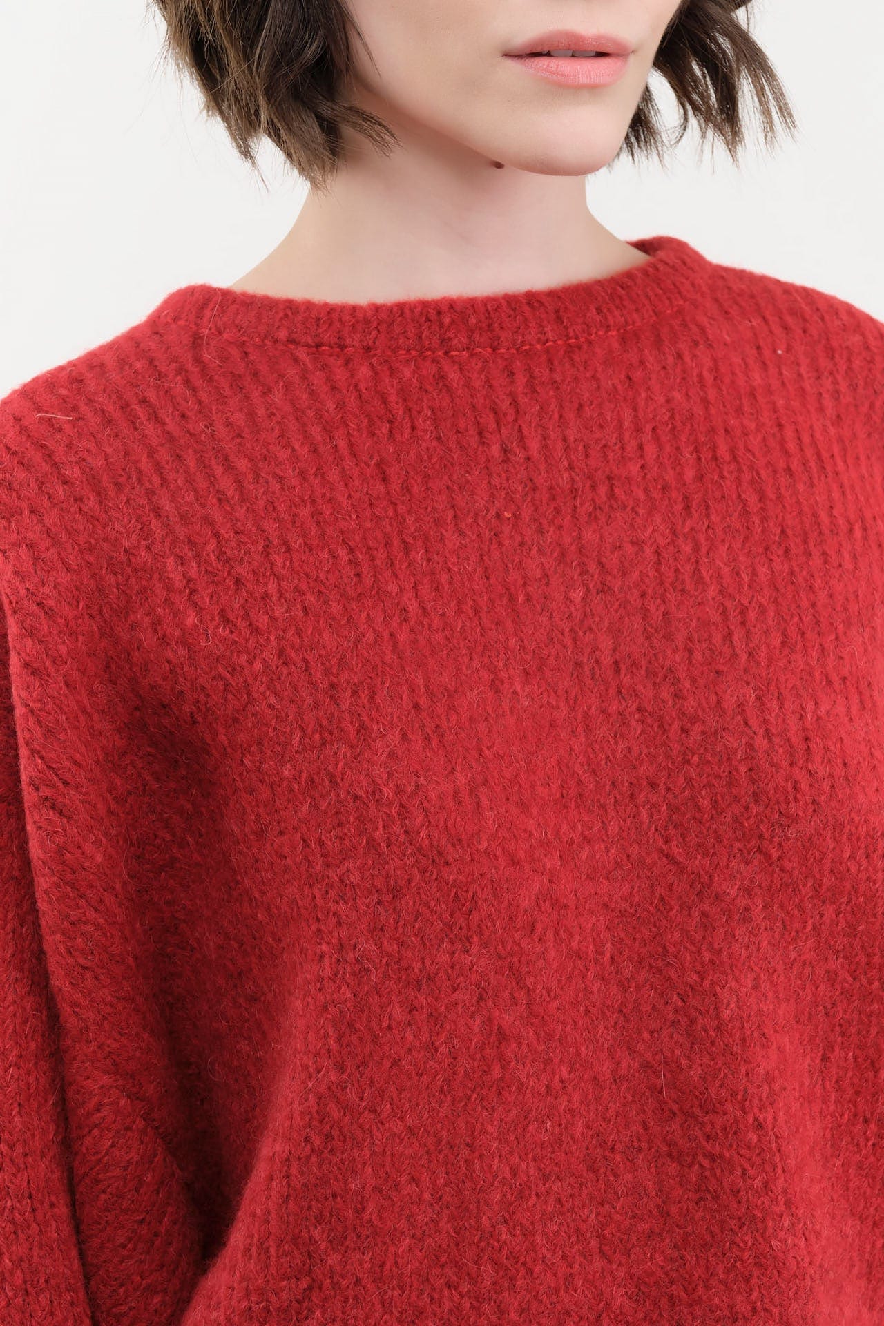 Atelier Delphine Apparel Womens Sweaters Balloon Sleeve Sweater in Burgundy