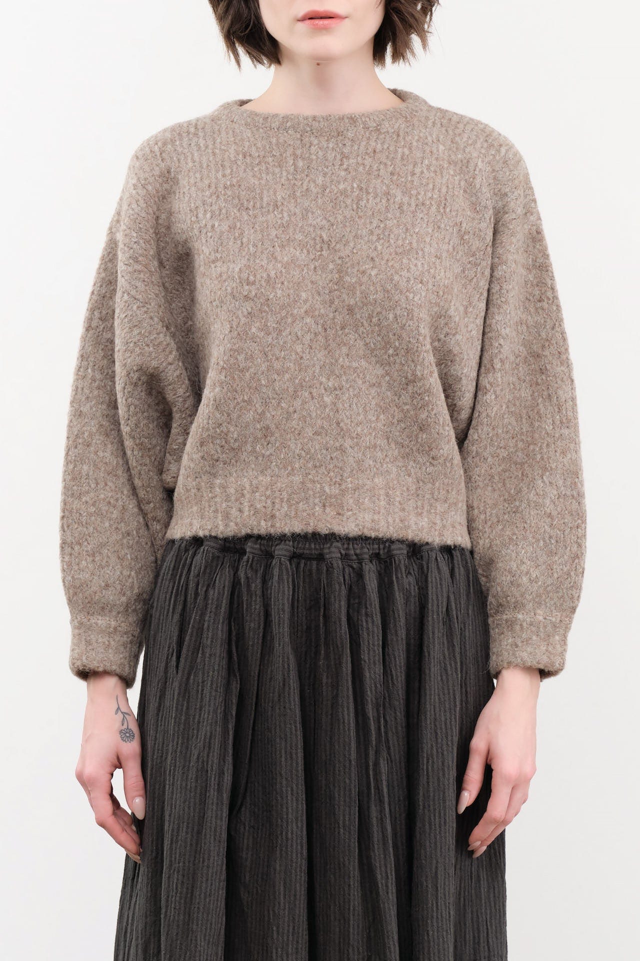 Atelier Delphine Apparel Womens Sweaters Balloon Sleeve Sweater in Deer