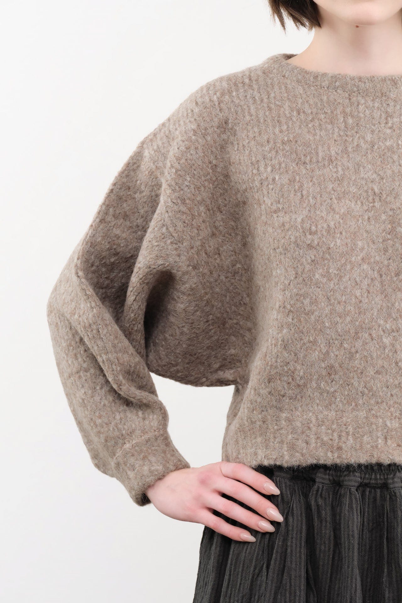 Atelier Delphine Apparel Womens Sweaters Balloon Sleeve Sweater in Deer