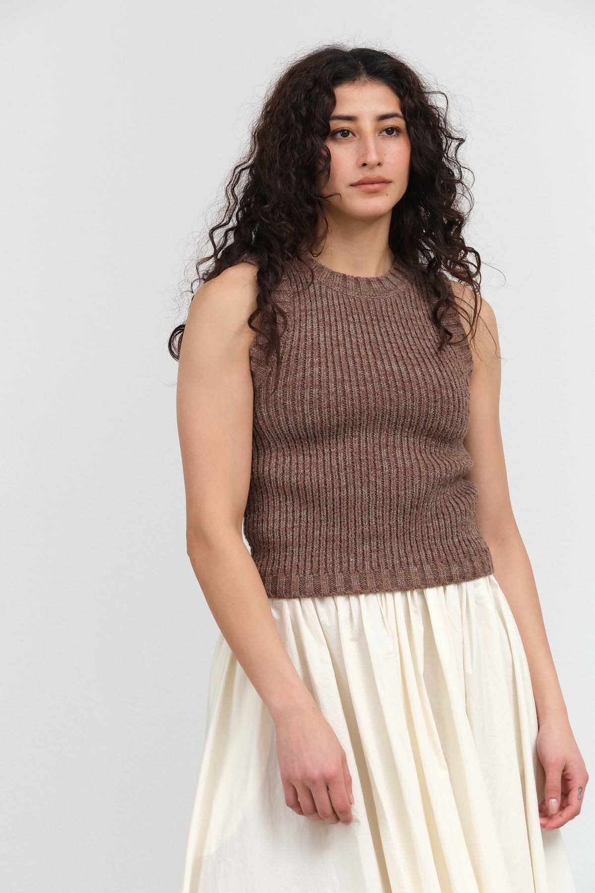 Atelier Delphine Apparel Womens Sweaters Boucle Tank in Mocha Mocha / XSmall