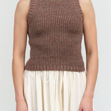 Atelier Delphine Apparel Womens Sweaters Boucle Tank in Mocha