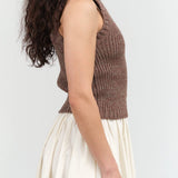 Atelier Delphine Apparel Womens Sweaters Boucle Tank in Mocha