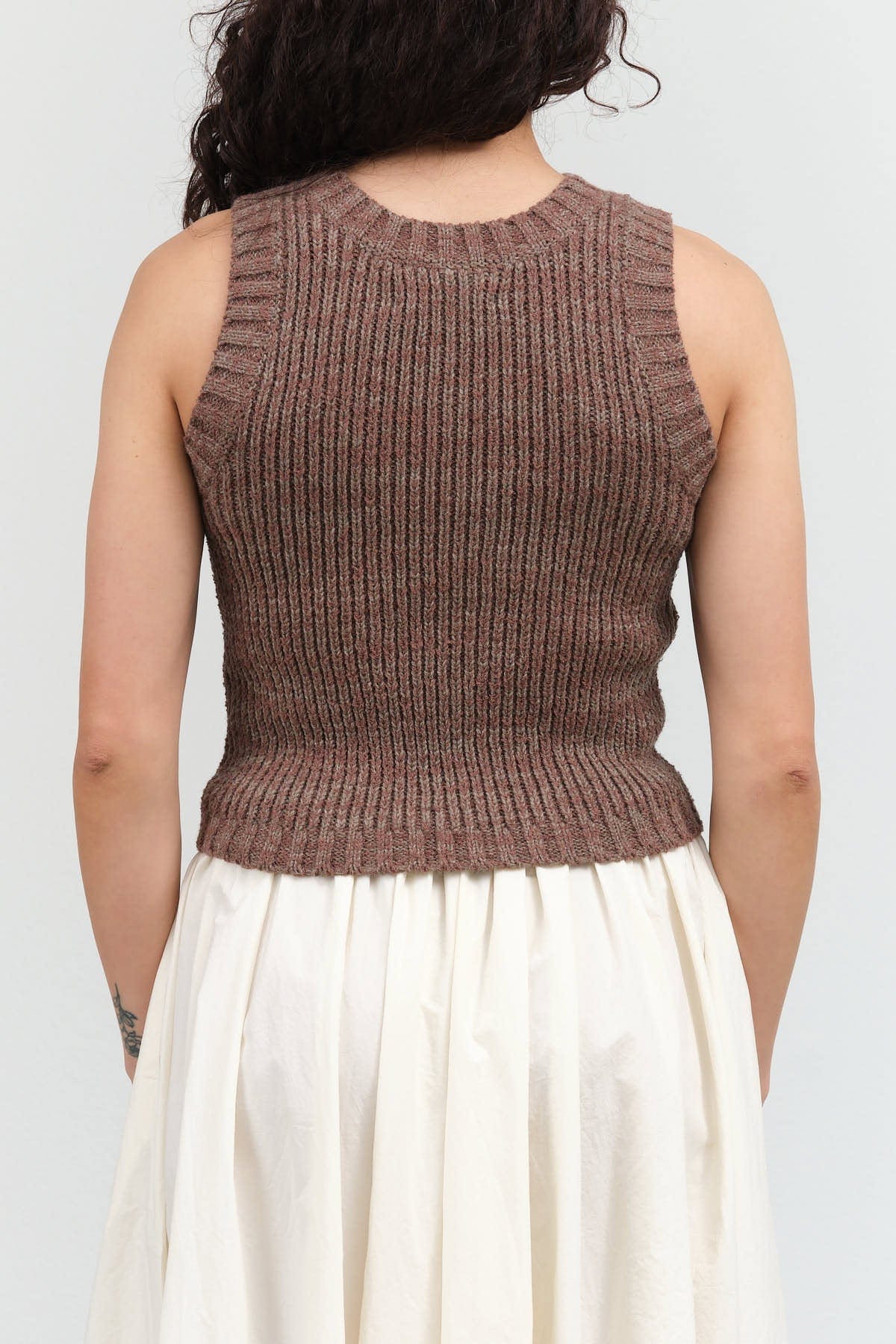 Atelier Delphine Apparel Womens Sweaters Boucle Tank in Mocha