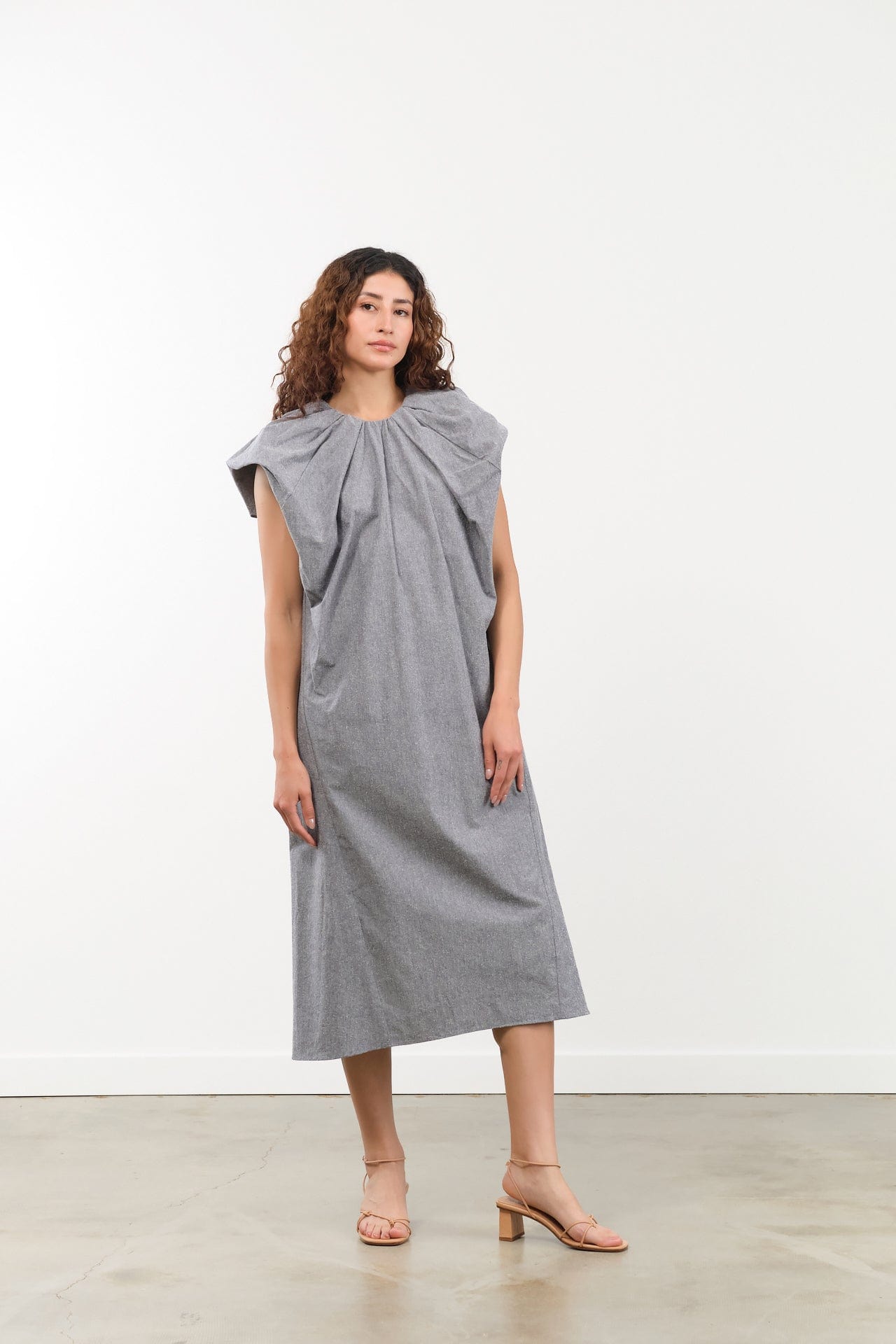 Atelier Delphine Apparel Womens Dresses Cacie Dress in Chambray Chambray / XSmall