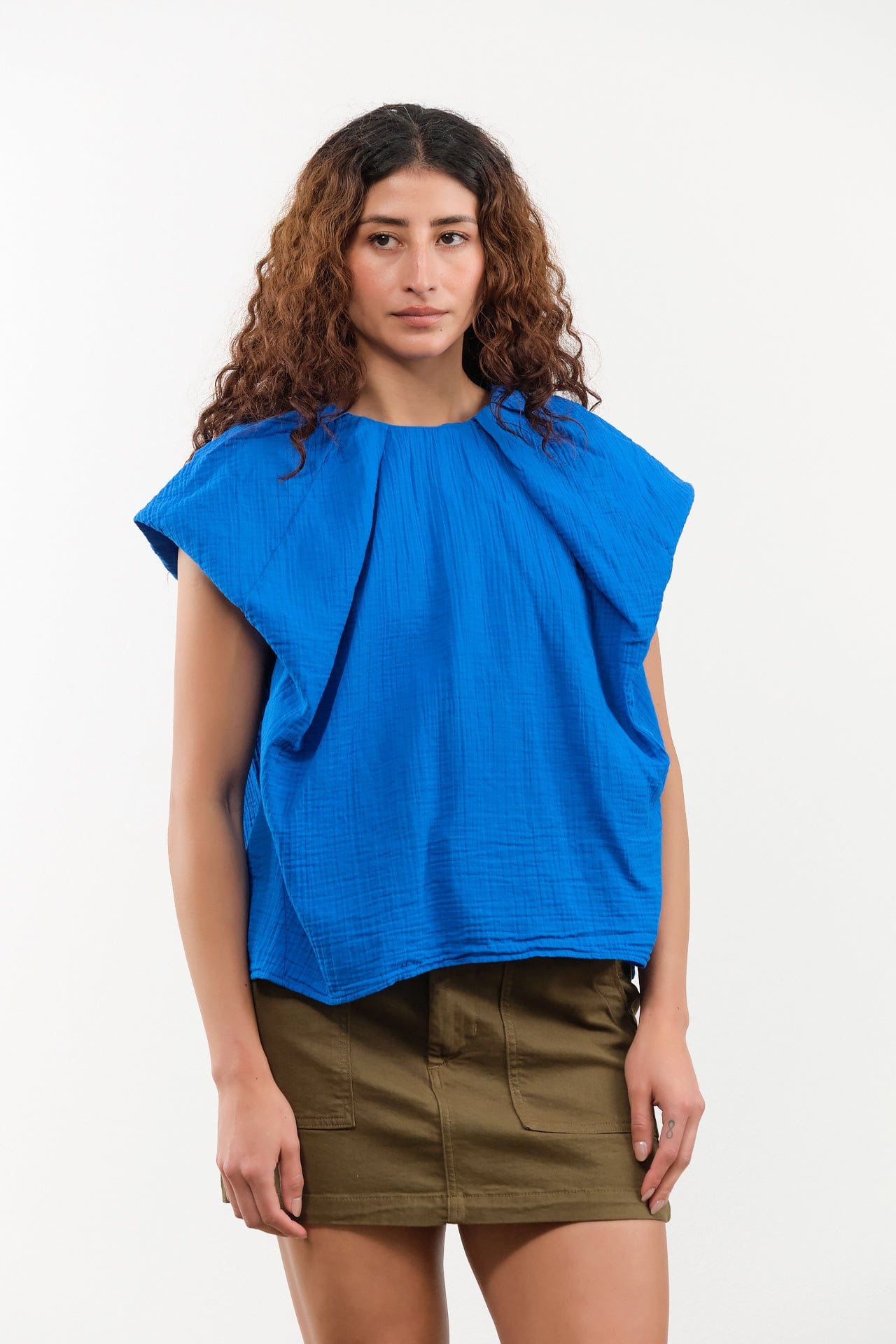 Atelier Delphine Apparel Womens Blouses Cacie Top in Sailor's Blue Sailor's Blue / XSmall