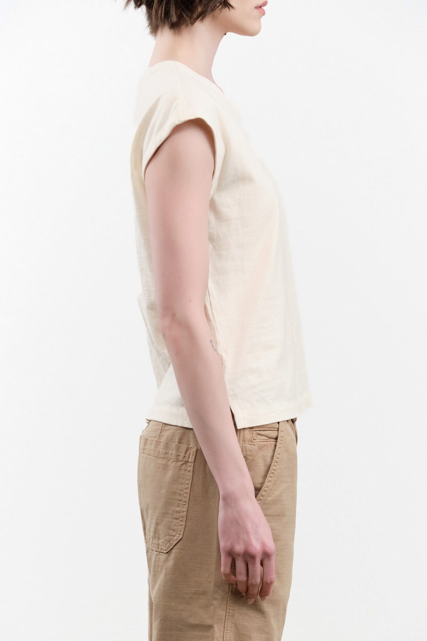 Atelier Delphine Apparel Womens Tees Cap Sleeve Tee in Butter