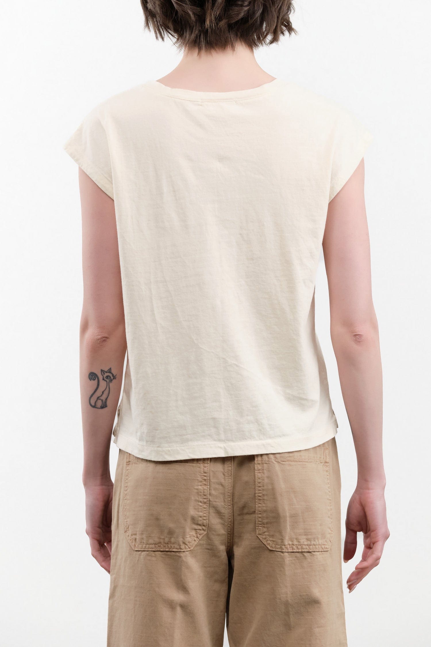 Atelier Delphine Apparel Womens Tees Cap Sleeve Tee in Butter
