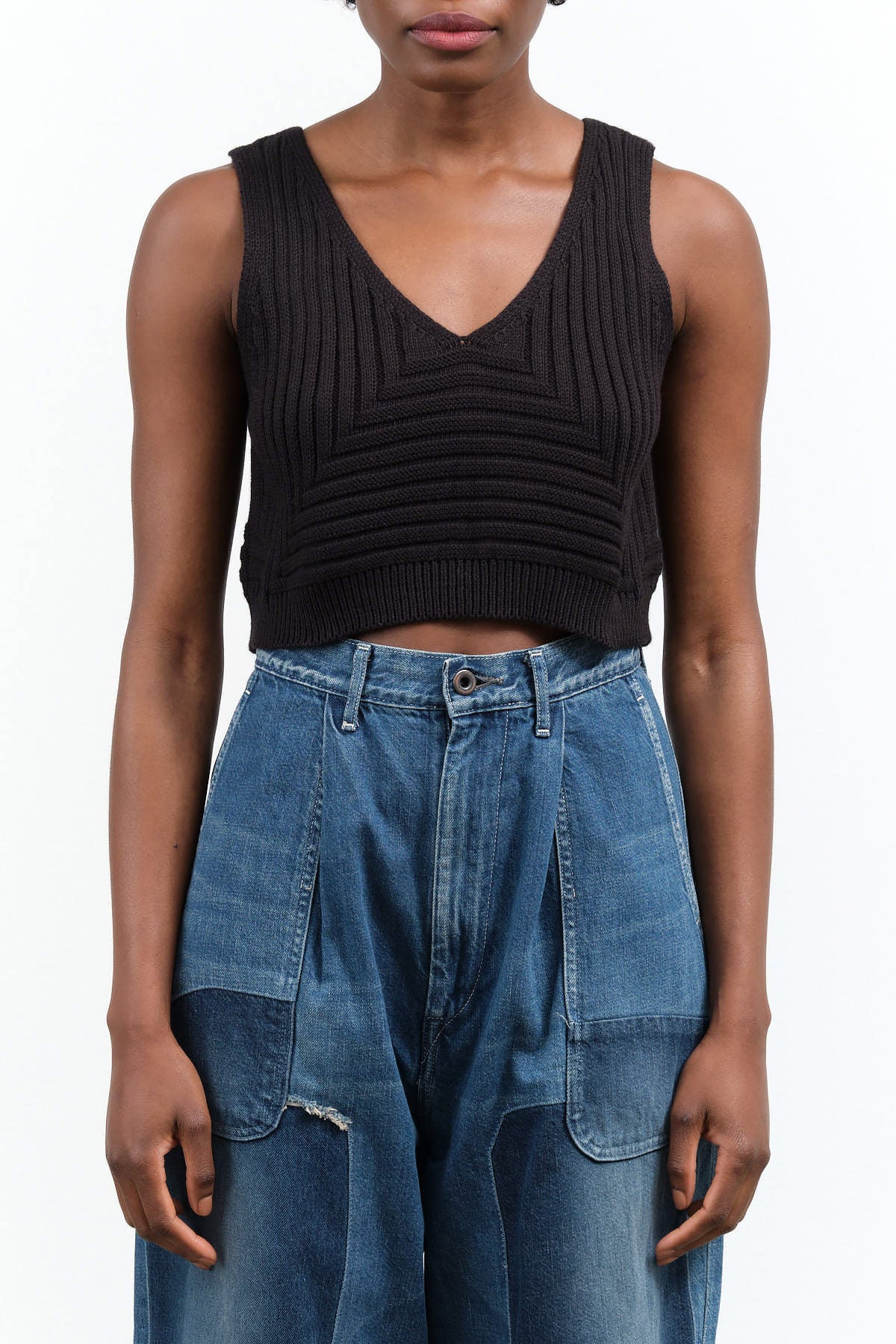 Cropped Rib Top by Atelier Delphine in Black