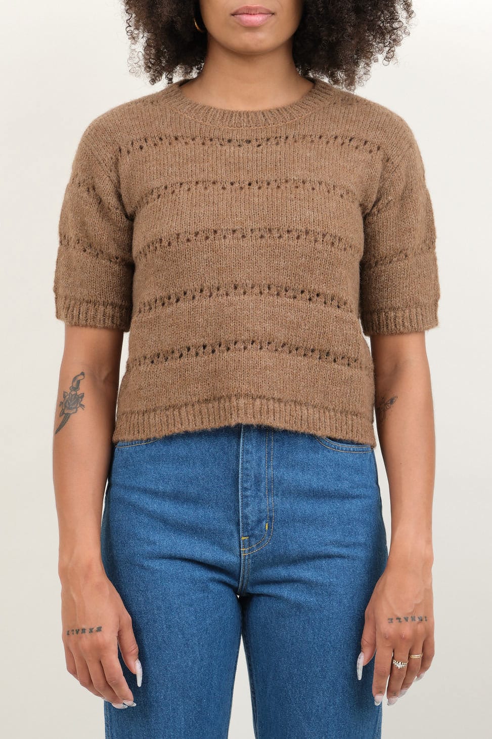 Front of Helena Sweater in Brown