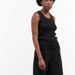 Atelier Delphine Apparel Womens Sweaters Pointelle Relaxed Tank in Black Black / XSmall