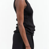 Atelier Delphine Apparel Womens Sweaters Pointelle Relaxed Tank in Black