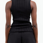 Atelier Delphine Apparel Womens Sweaters Pointelle Relaxed Tank in Black