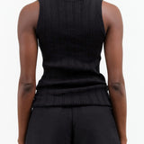 Atelier Delphine Apparel Womens Sweaters Pointelle Relaxed Tank in Black