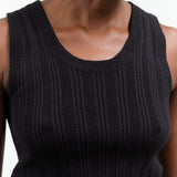 Atelier Delphine Apparel Womens Sweaters Pointelle Relaxed Tank in Black