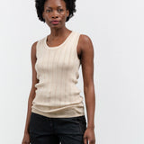 Atelier Delphine Apparel Womens Sweaters Pointelle Relaxed Tank in Nude