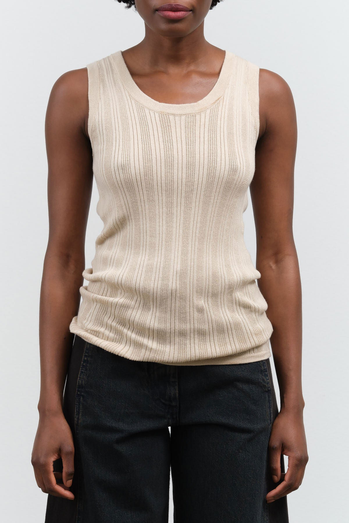 Pointelle Relaxed Tank by Atelier Delphine in Nude