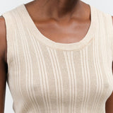 Atelier Delphine Apparel Womens Sweaters Pointelle Relaxed Tank in Nude