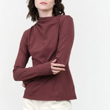 Atelier Delphine Apparel Womens Blouses Shirred Neck Rib Top in Winter Bloom Winter Bloom / XSmall