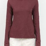 Atelier Delphine Apparel Womens Blouses Shirred Neck Rib Top in Winter Bloom