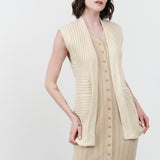 Atelier Delphine Apparel Womens Sweaters Sleeveless Cardigan Cream / XSmall