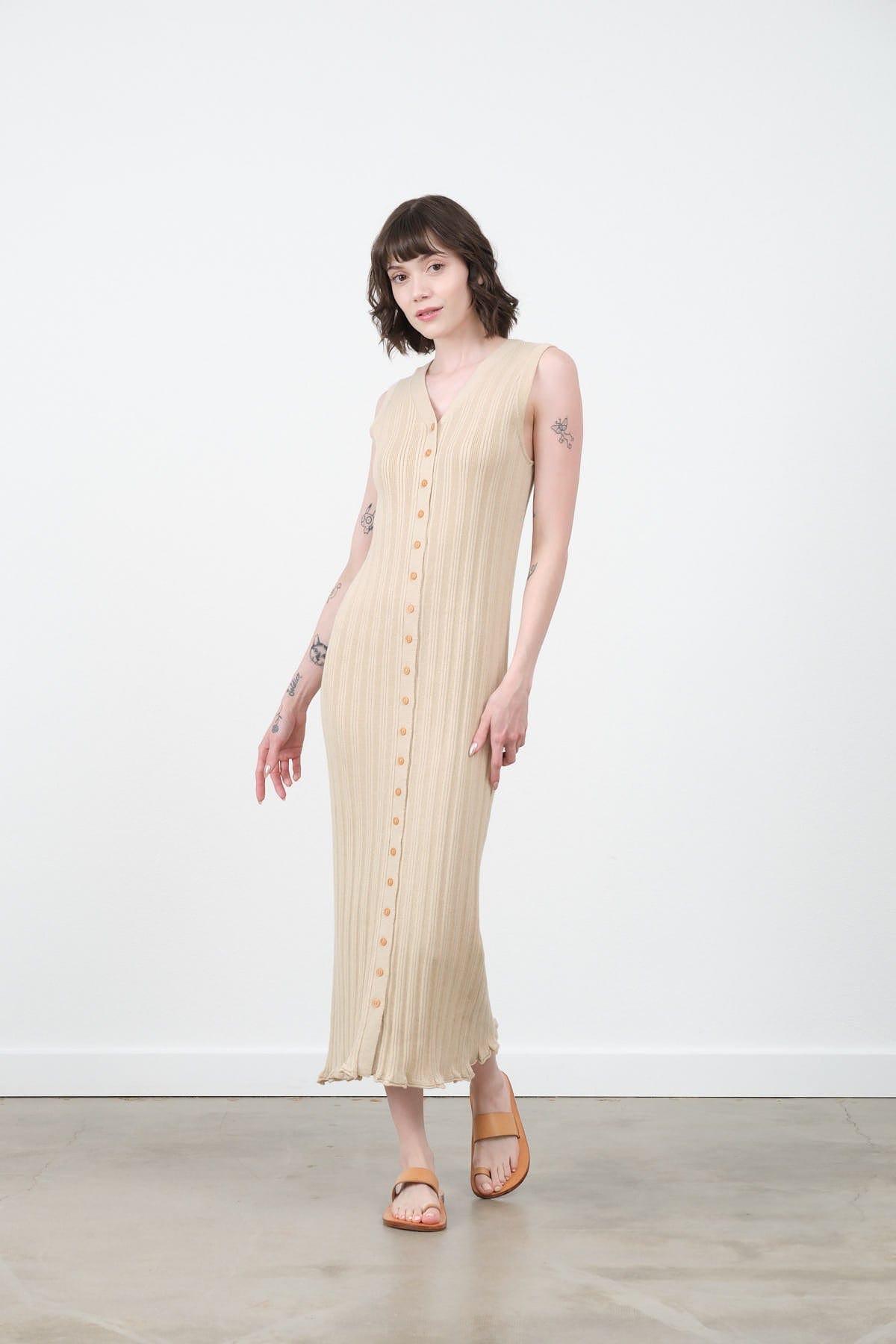 Atelier Delphine Apparel Womens Dresses Slim Long Vest Dress Nude / XSmall