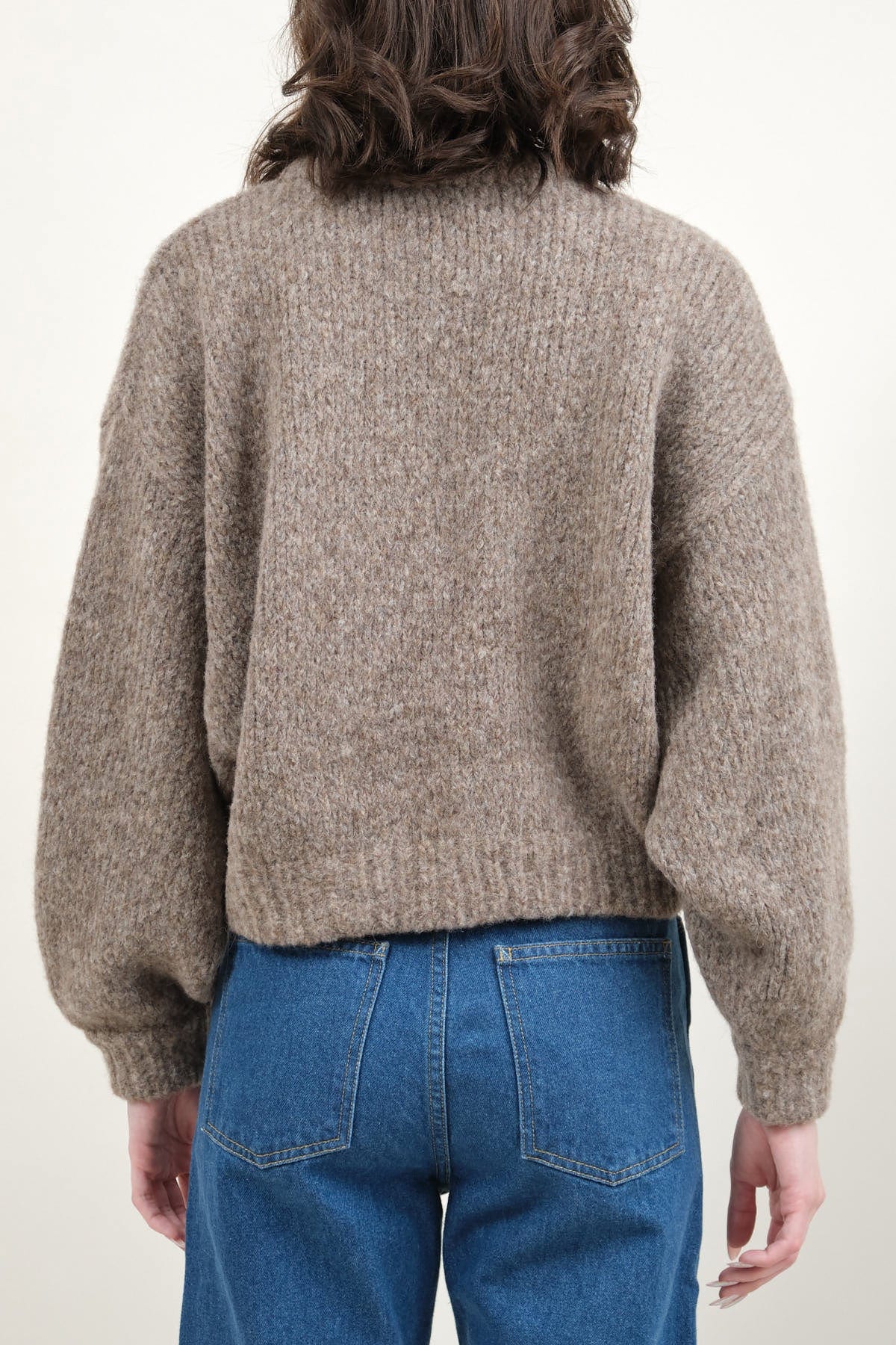 Back of Balloon Sleeve Sweater in Deer