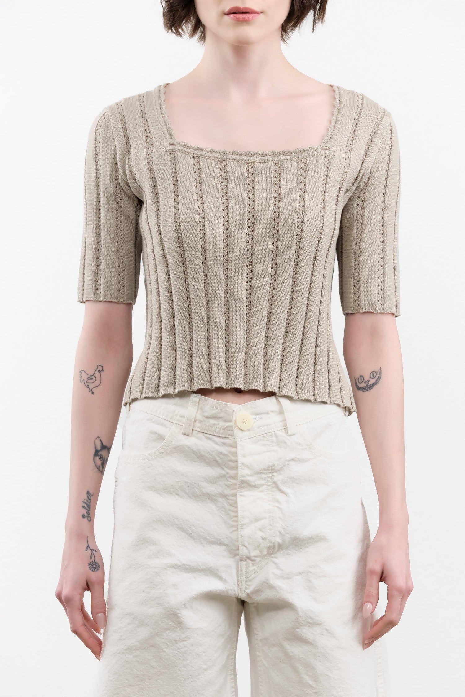 Atelier Delphine Apparel Womens Blouses Vienna Top in Warm Taupe