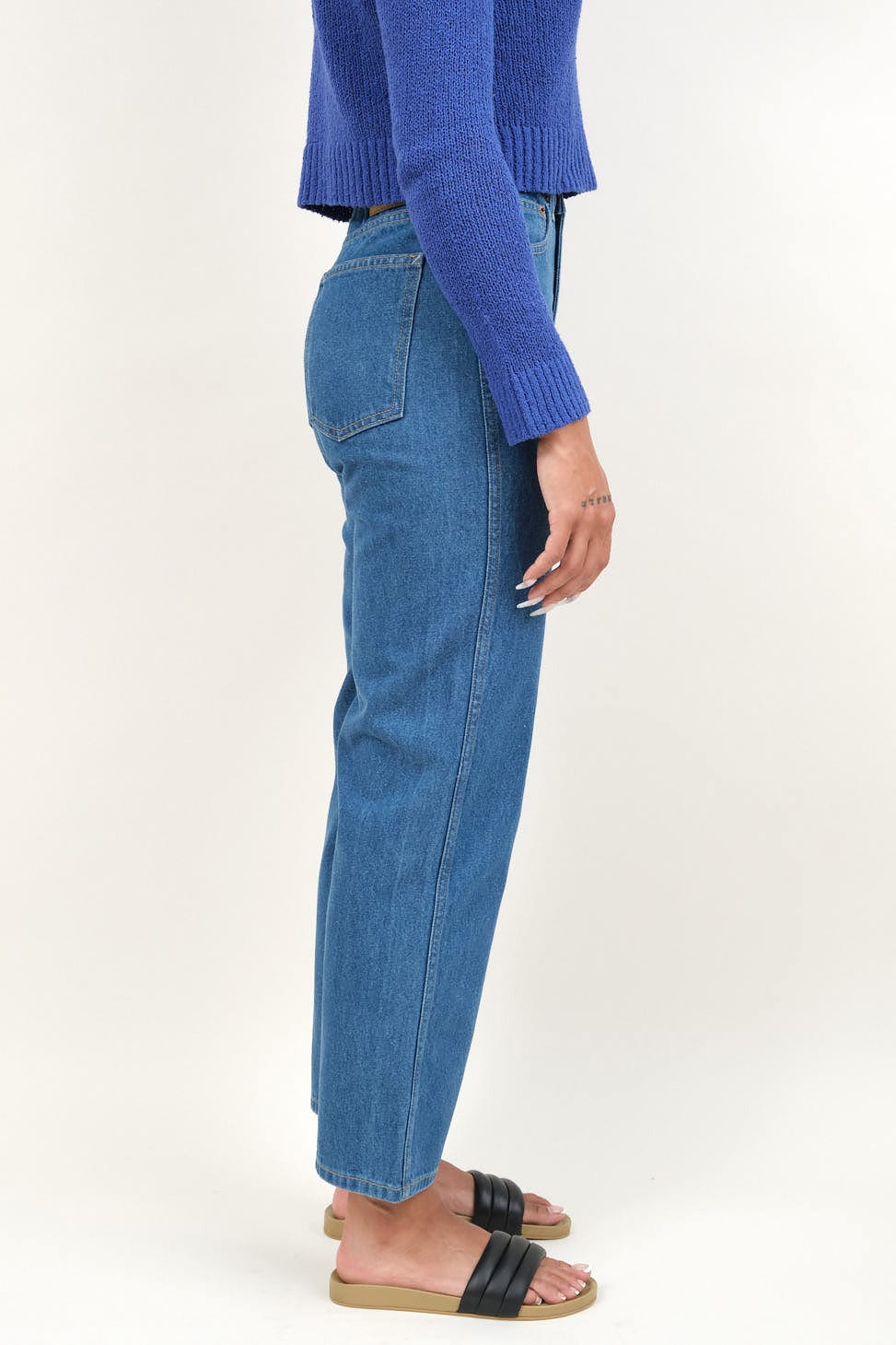 Side of Plein High Straight in Bessette Blue
