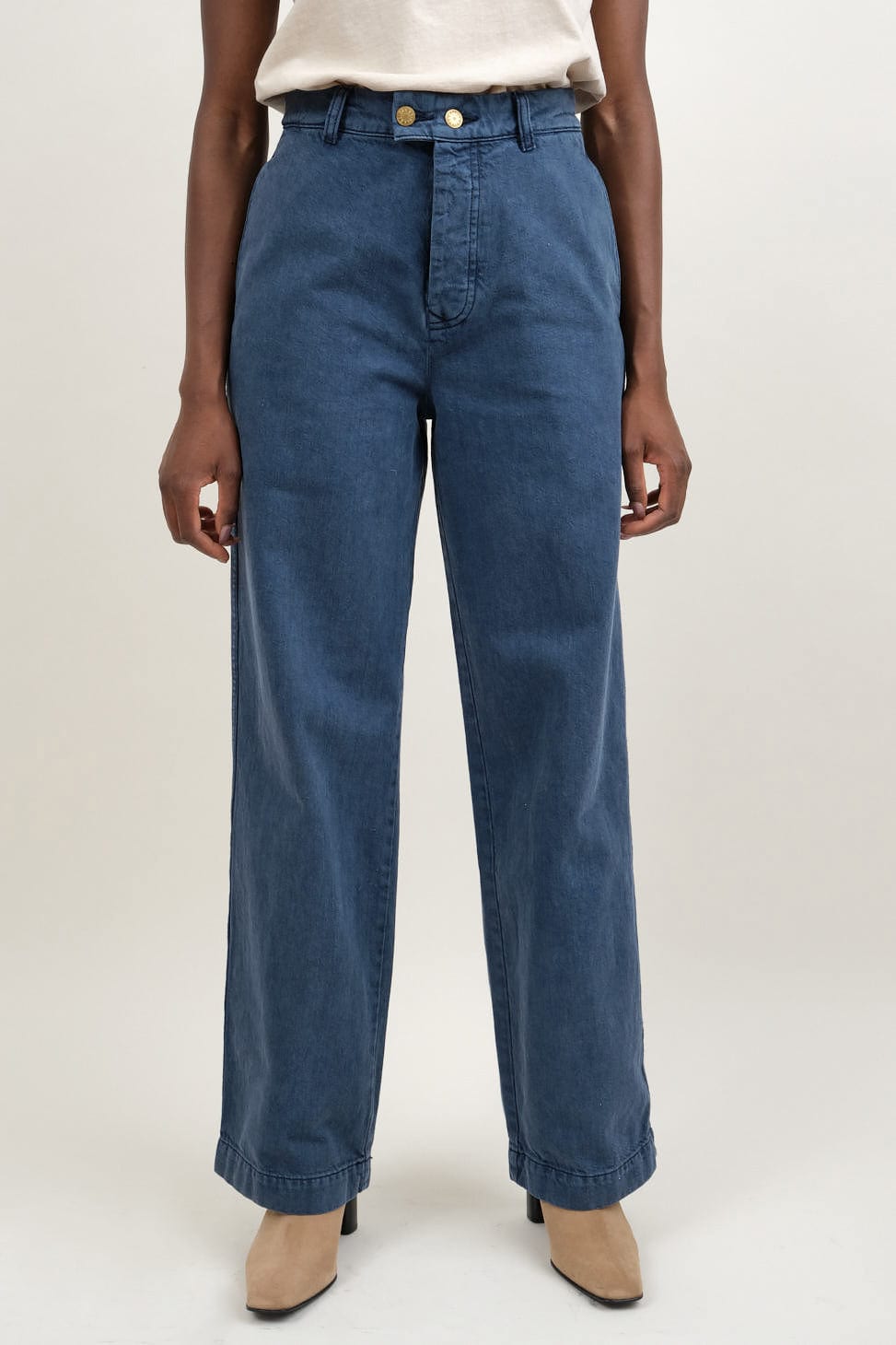 Front of Chino in Blue Bell Overdye