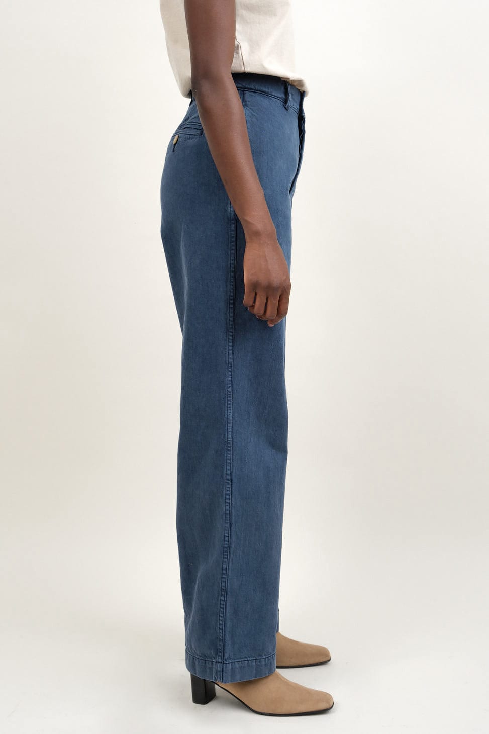 Side of Chino in Blue Bell Overdye
