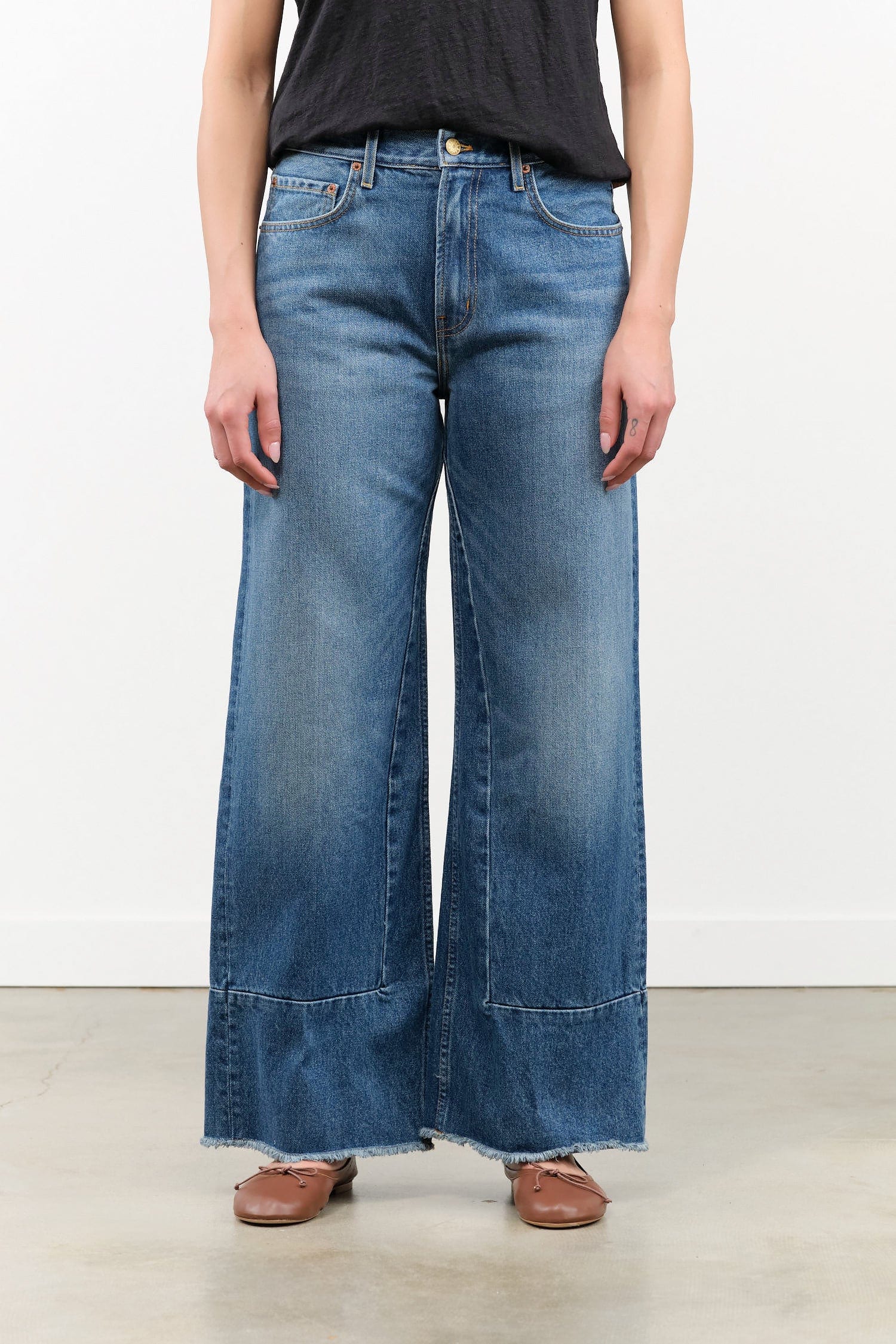 B Sides Jeans Apparel Womens Denim Marcel Culotte in Joni Wash