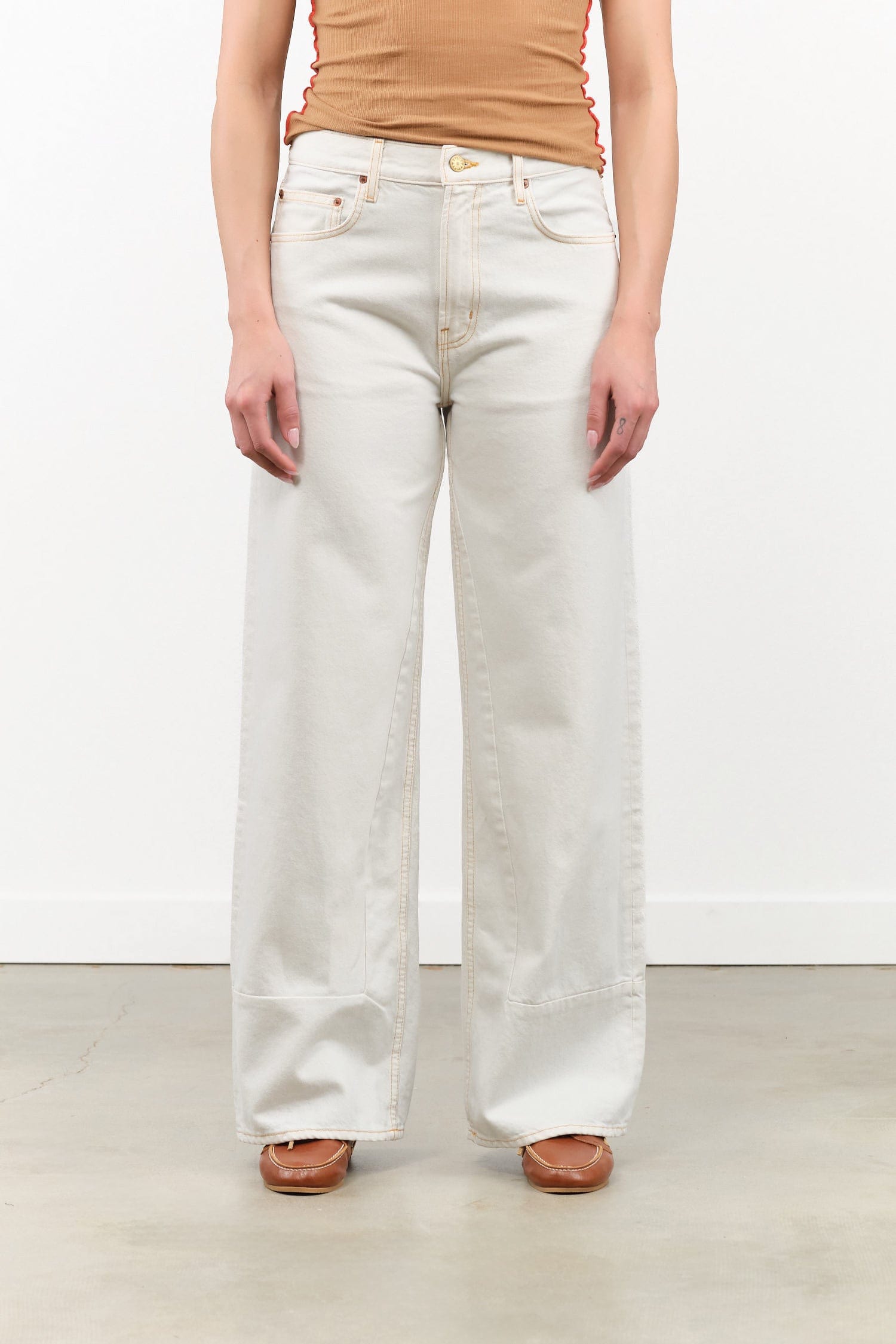 B Sides Jeans Apparel Womens Denim Marcel Culotte in Tile White