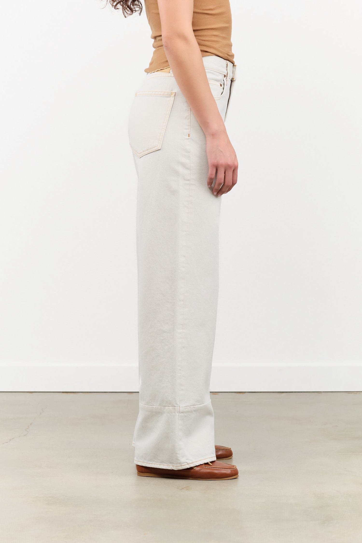 B Sides Jeans Apparel Womens Denim Marcel Culotte in Tile White