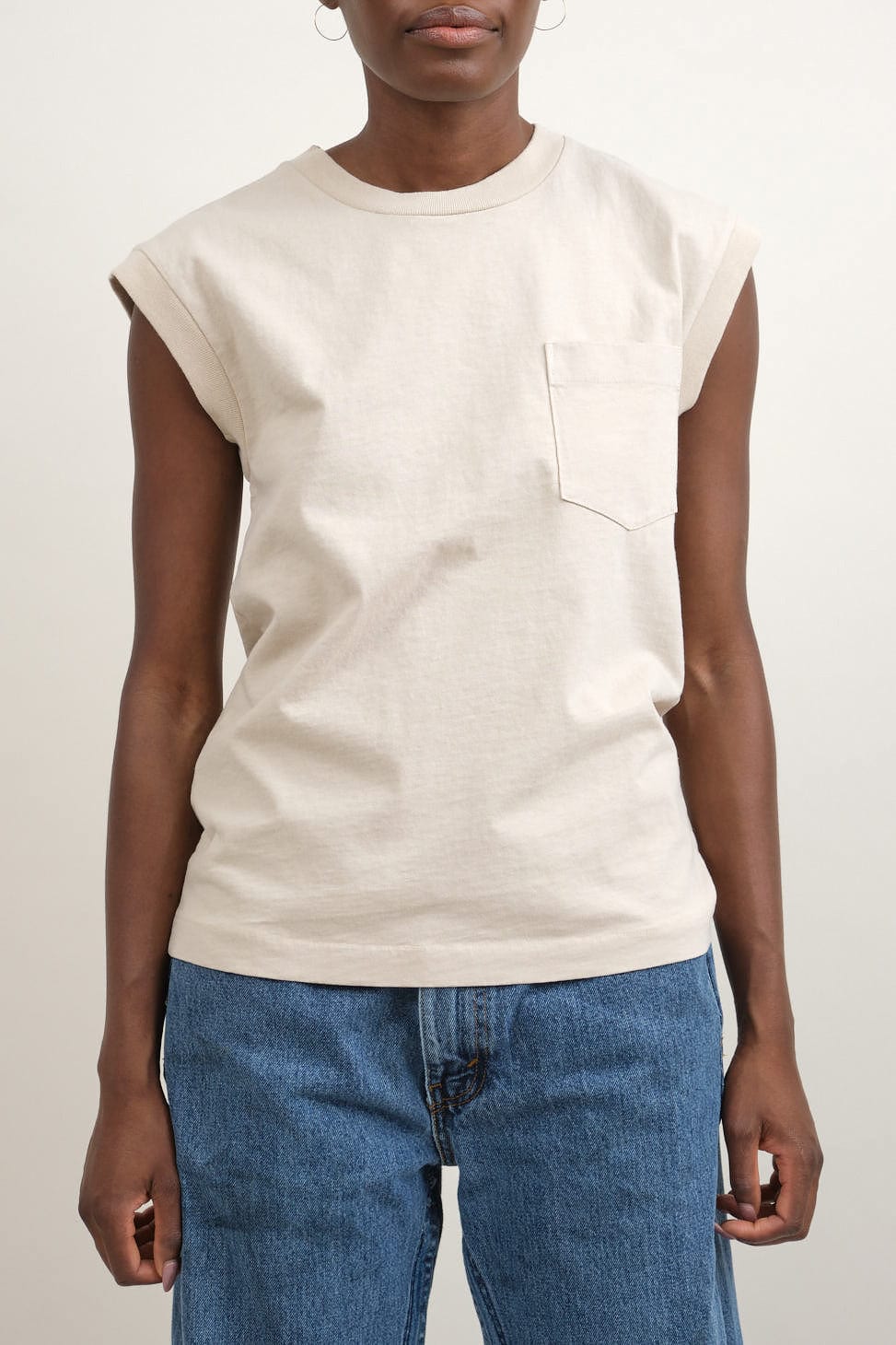 B Sides Jeans Apparel Womens Tees Pocket Tank in Tan Overdye